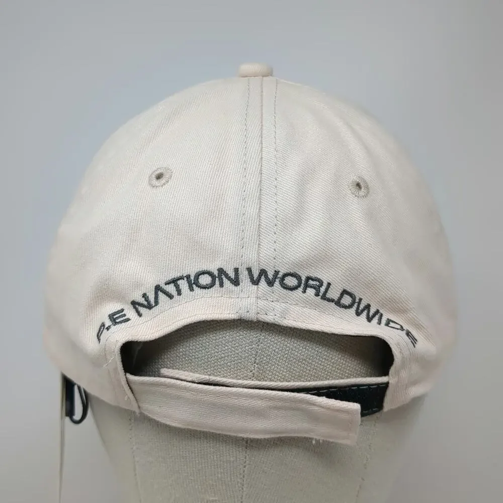 P.E Nation Baseball Cap Beige One Size Strapback Embroidered Worldwide Logo Hat
